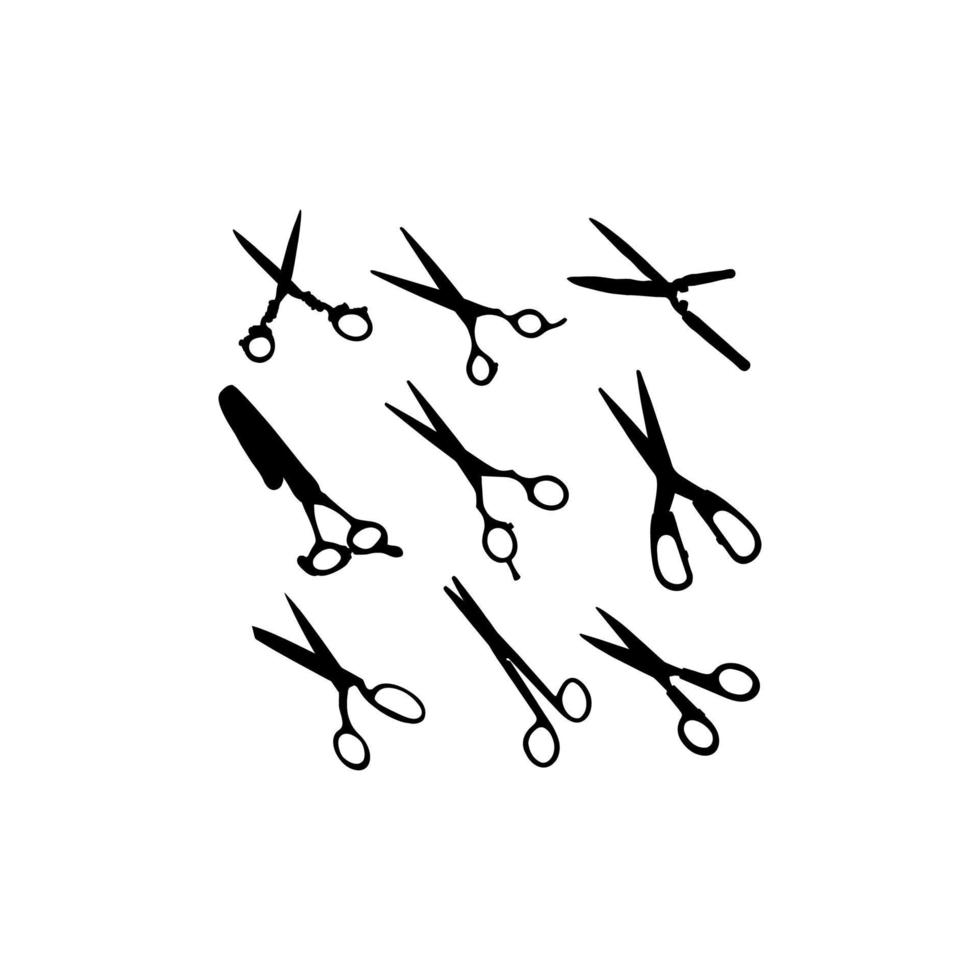 scissors set icon silhouette design vector