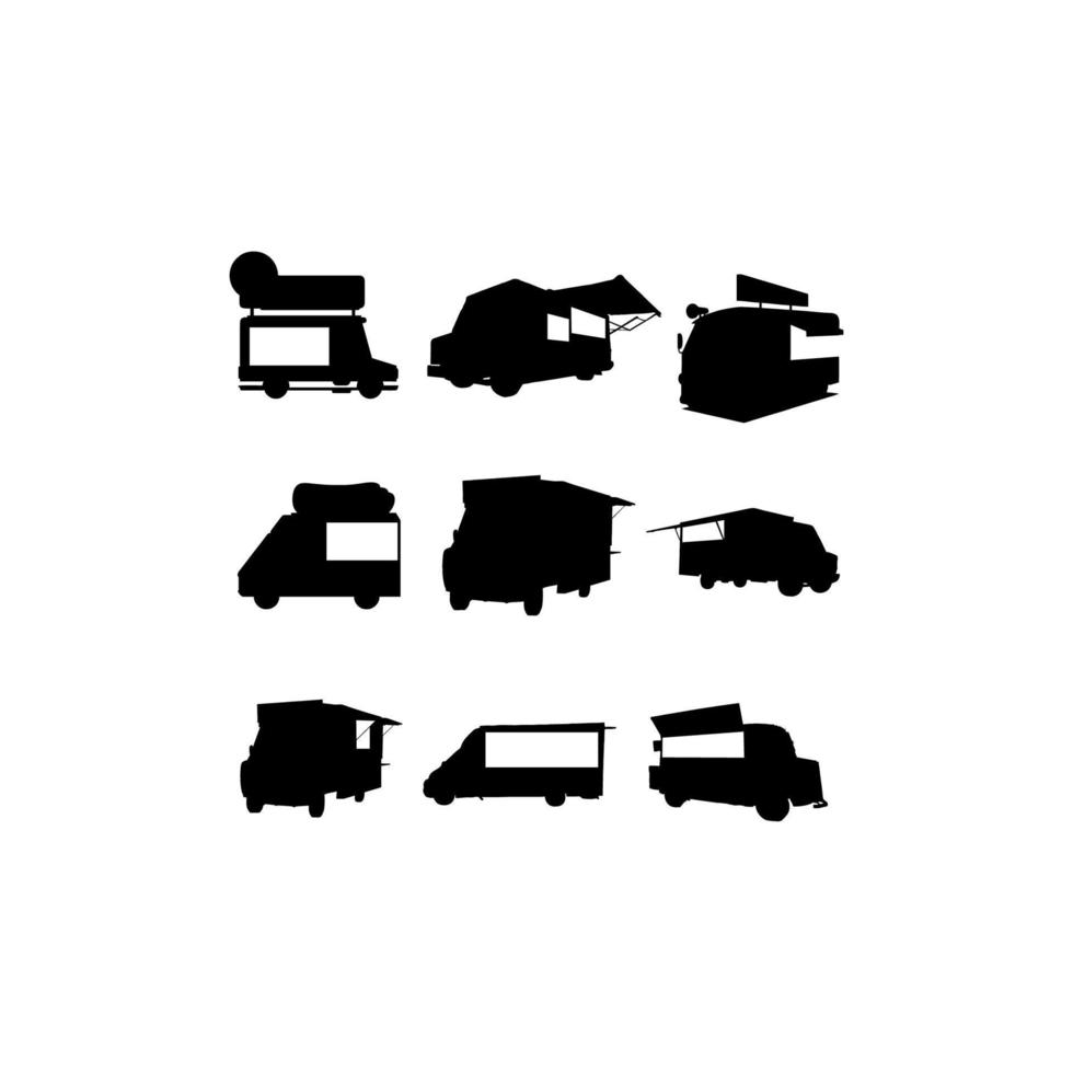 icono de conjunto de ilustración de tienda de comida de camión vector
