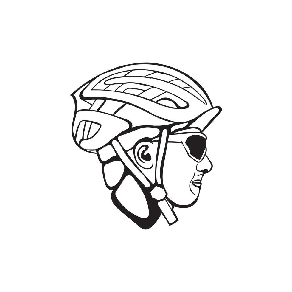 person wearing bicycle helmet illustration design vector