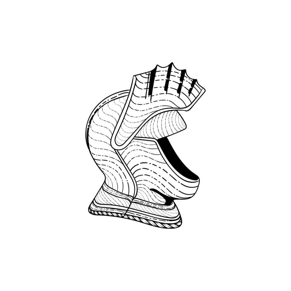 casco armadura línea arte ilustración logotipo creativo vector