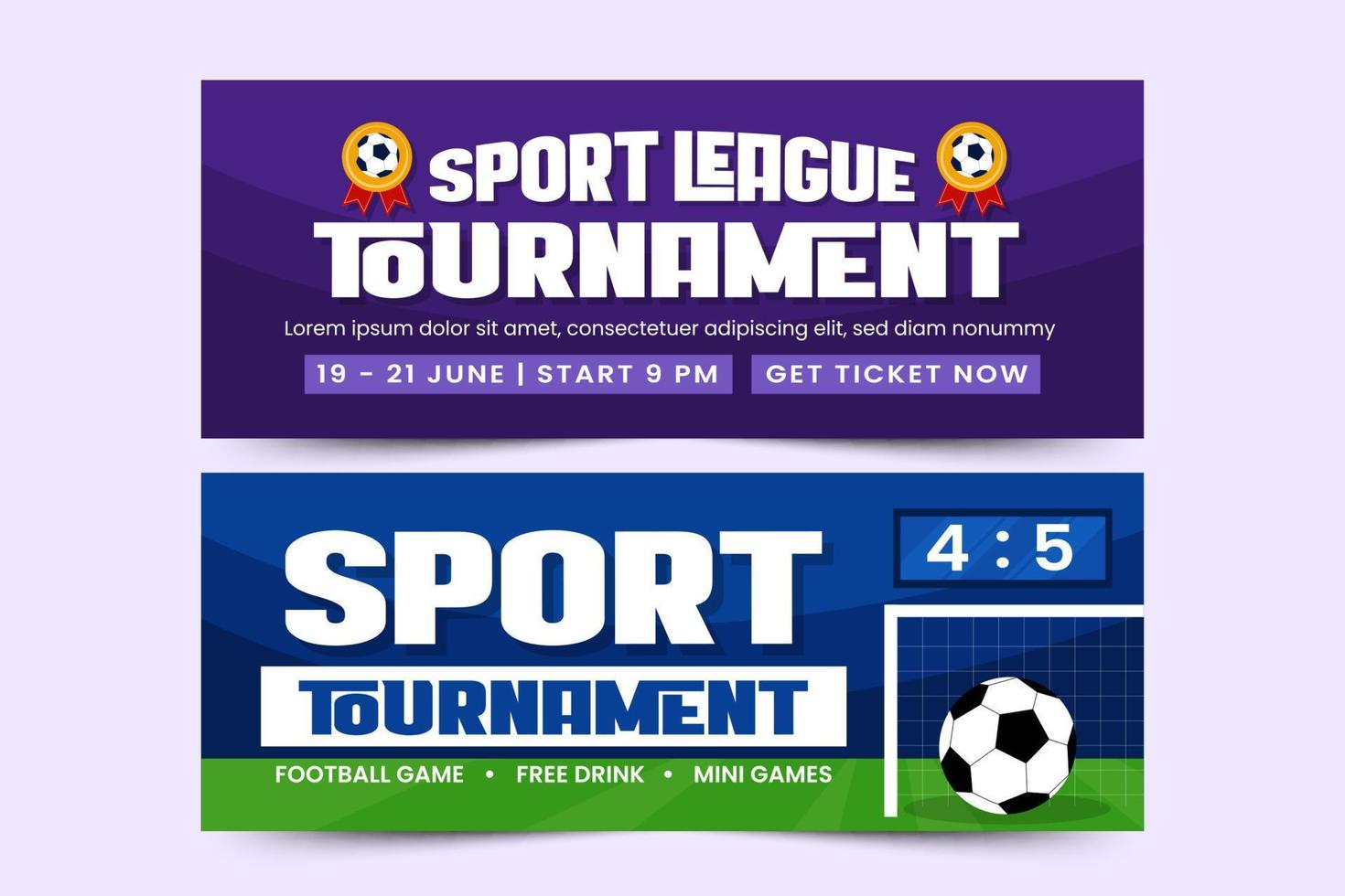 Football tournament, sport event banner design template easy to customize simple and elegant design vector