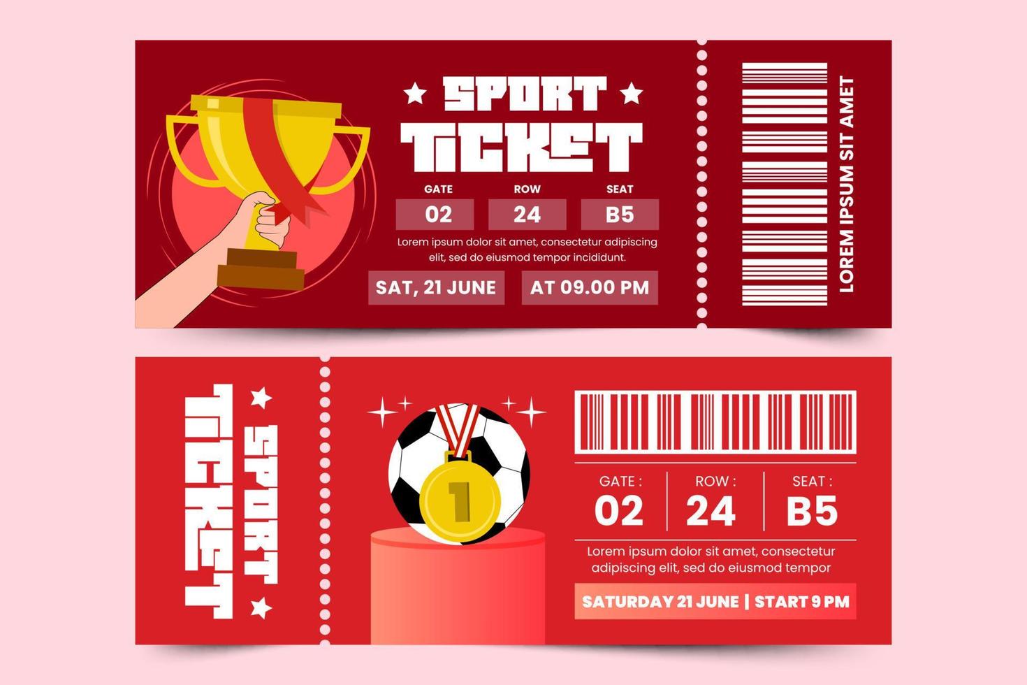 Football tournament, sport event ticket design template easy to customize simple and elegant design vector