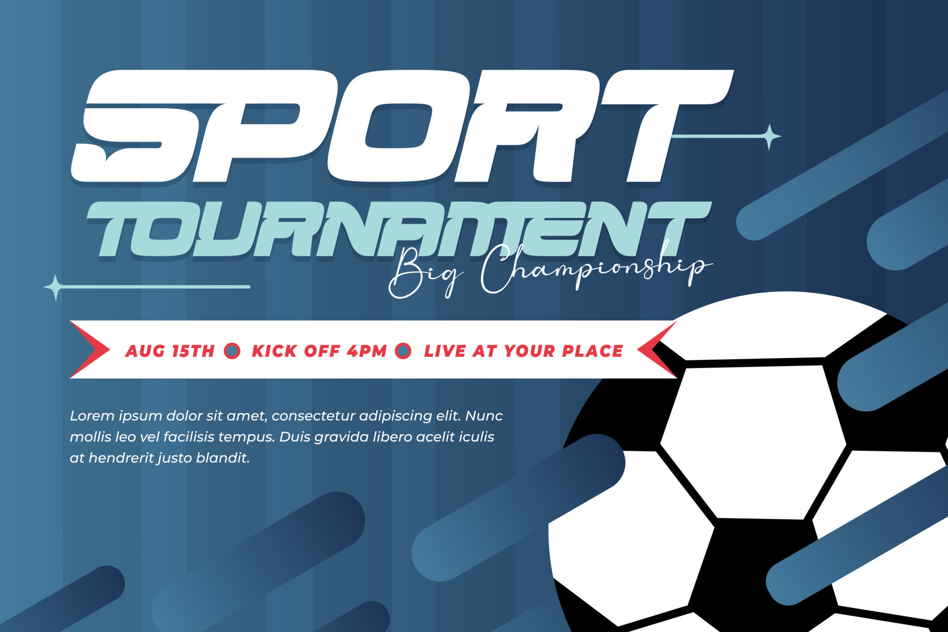 Football tournament, sport event background design template easy to