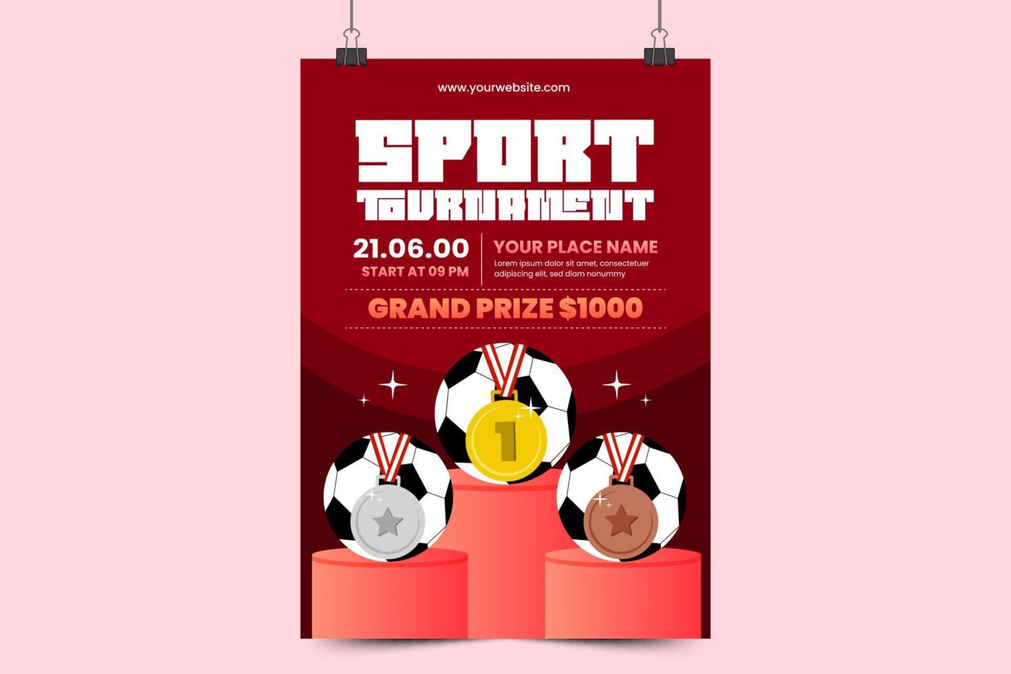 Football tournament, sport event flyer or poster design template easy to customize simple and elegant design vector