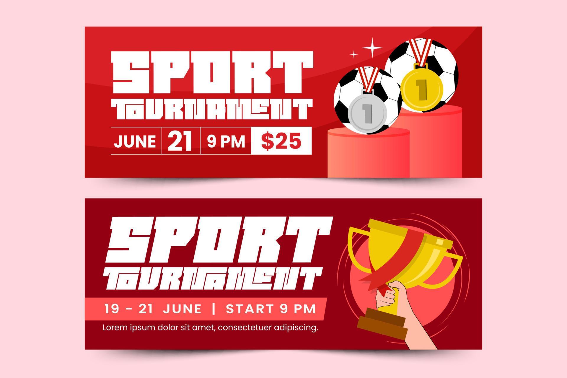 Football tournament, sport event banner design template easy to