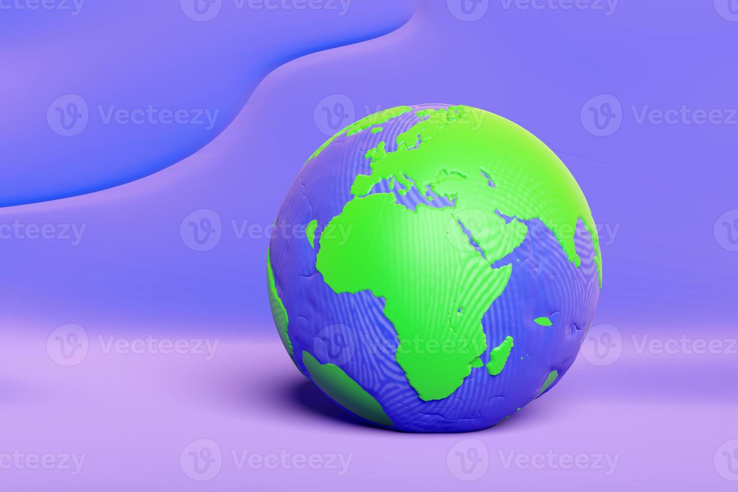 3d planet earth from plasticine isolated on blue background. word clay toy icon, earth day concept, 3d render illustration, clipping path photo