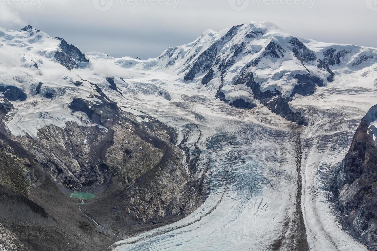 Aerial view of the Alps mountains in Switzerland. Glacier photo