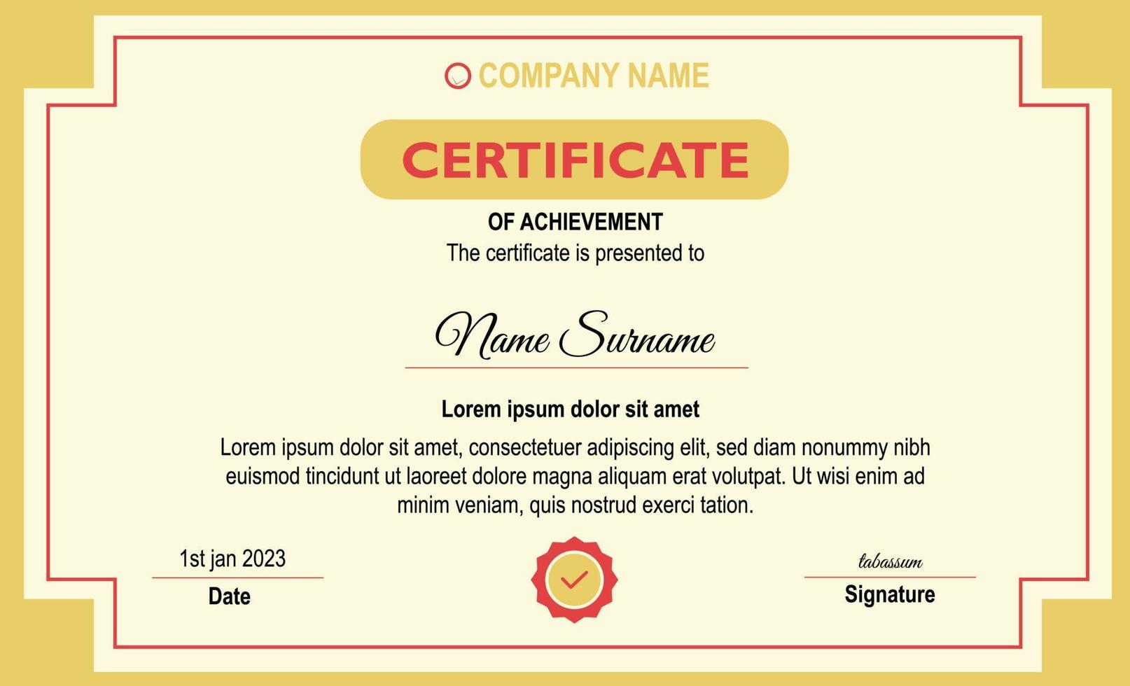 Vector certificate design template