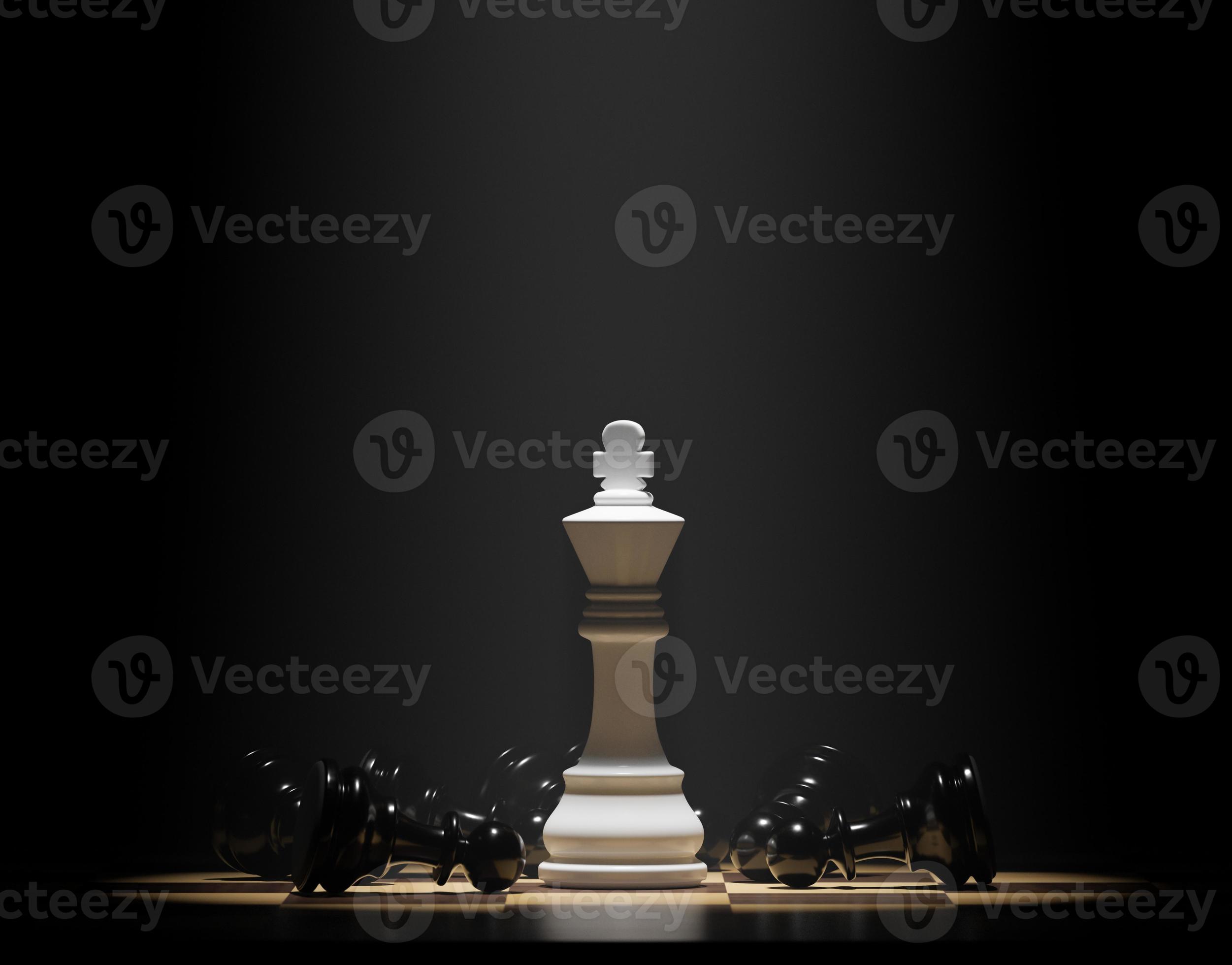 3d Rendering Of A Blurry Black King Chess Piece With Various Chess