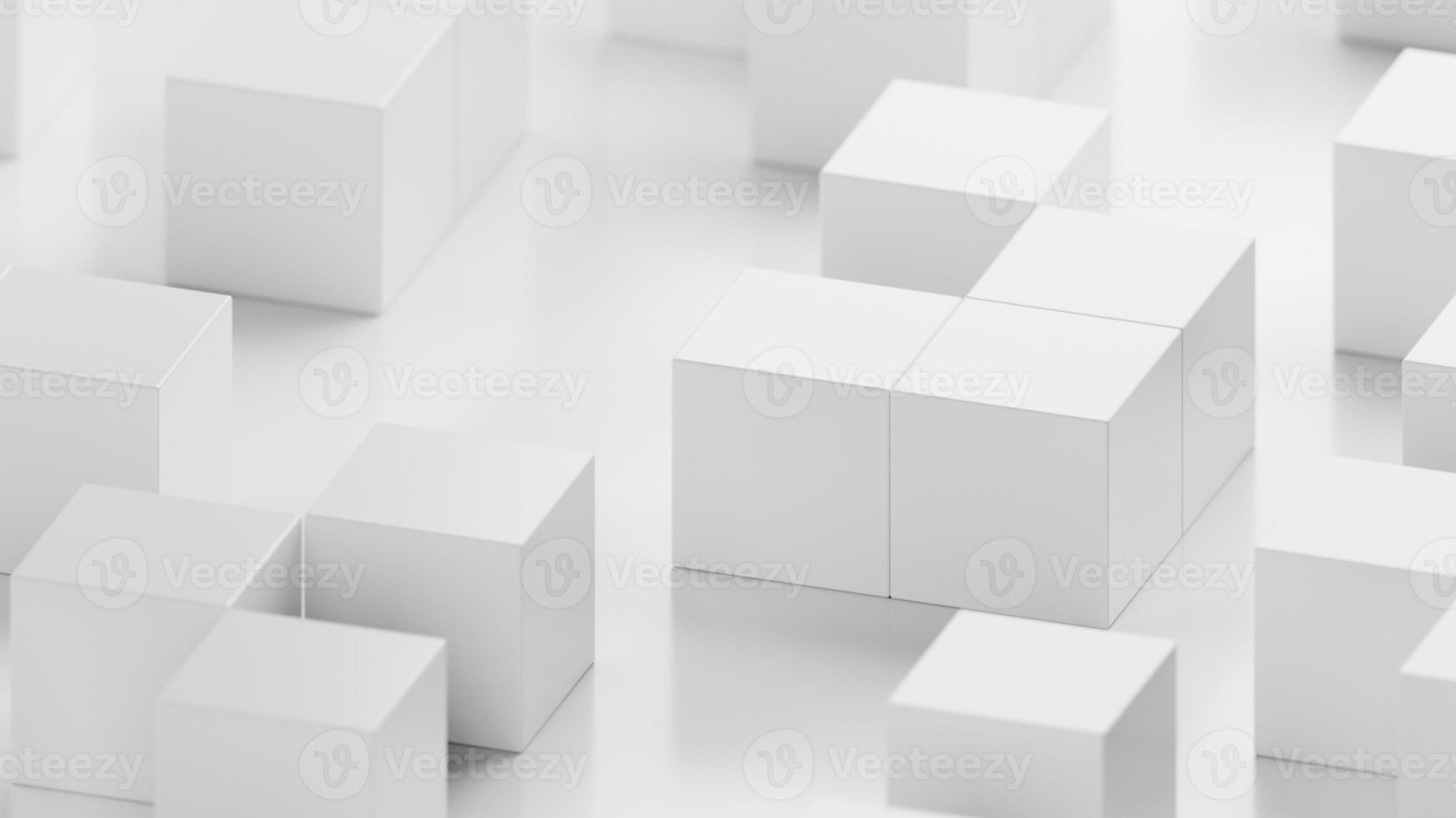 White cubes on a white background. Infinitely looped animation. 3D rendering illustration. photo