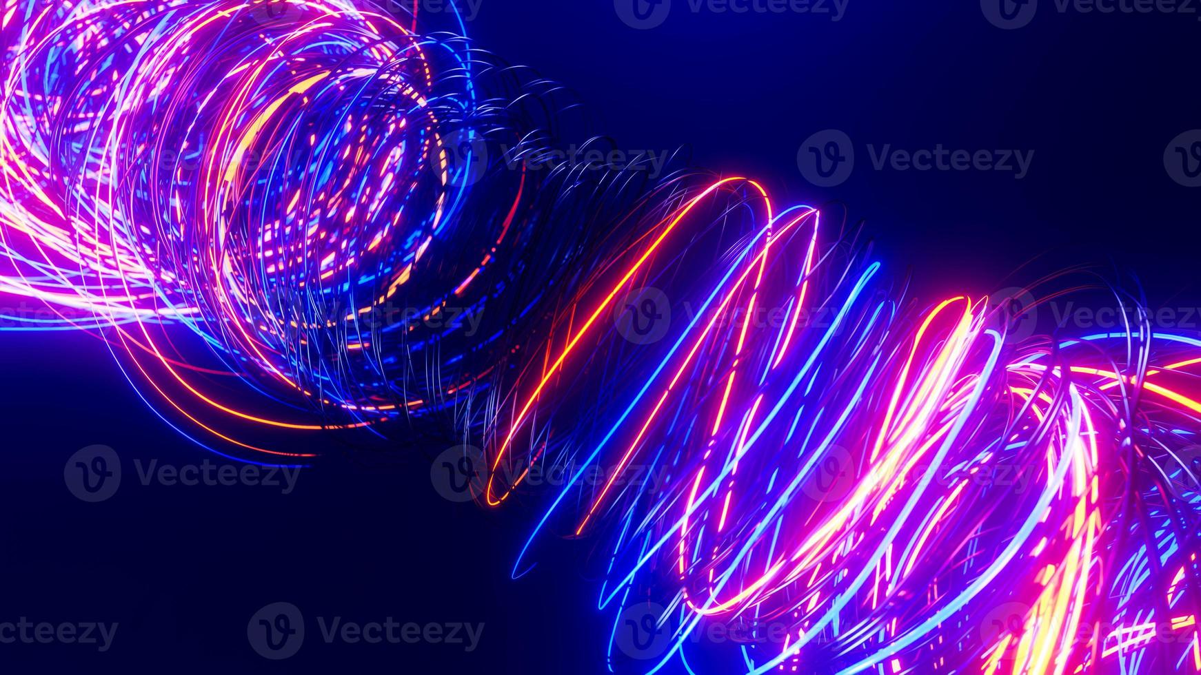 Flying through flashing rings. 3D rendering illustration. photo