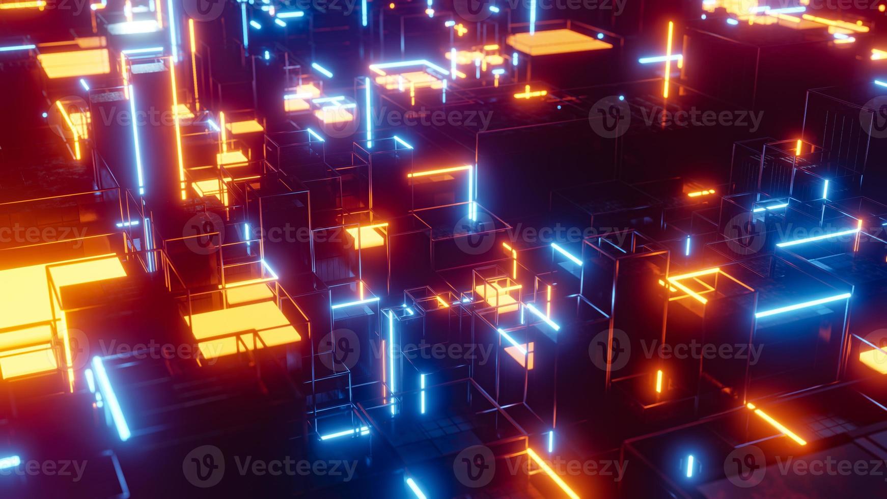 Colorful cubes and squares background. 3D rendering illustration photo