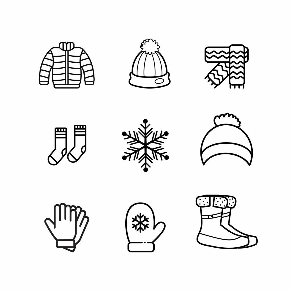 plantilla de icono de ropa de invierno. ilustración vectorial de acciones. vector