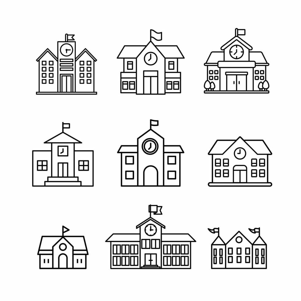 School building icon template. Stock vector illustration.