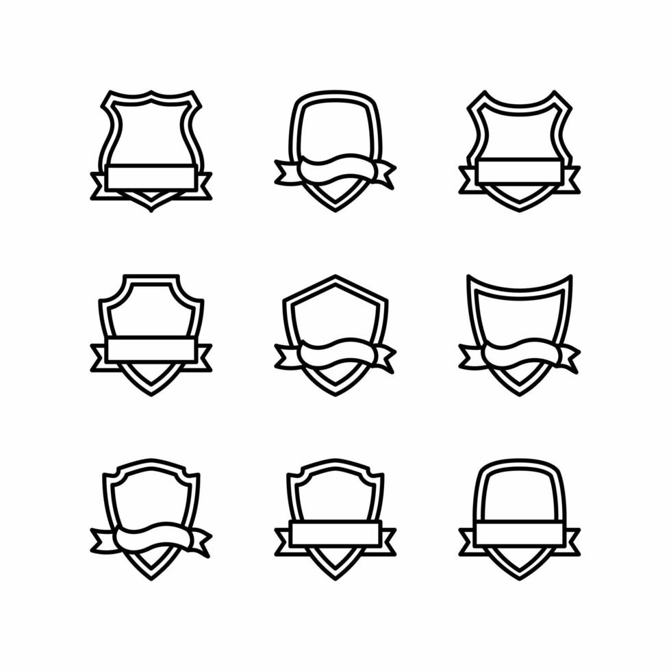 Shield icon template with ribbon. Stock vector illustration.