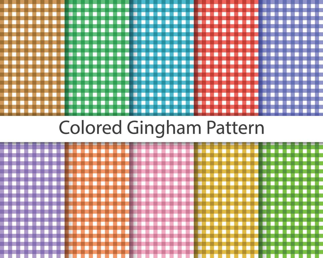 Collection Of Seamless Colored Gingham Pattern vector