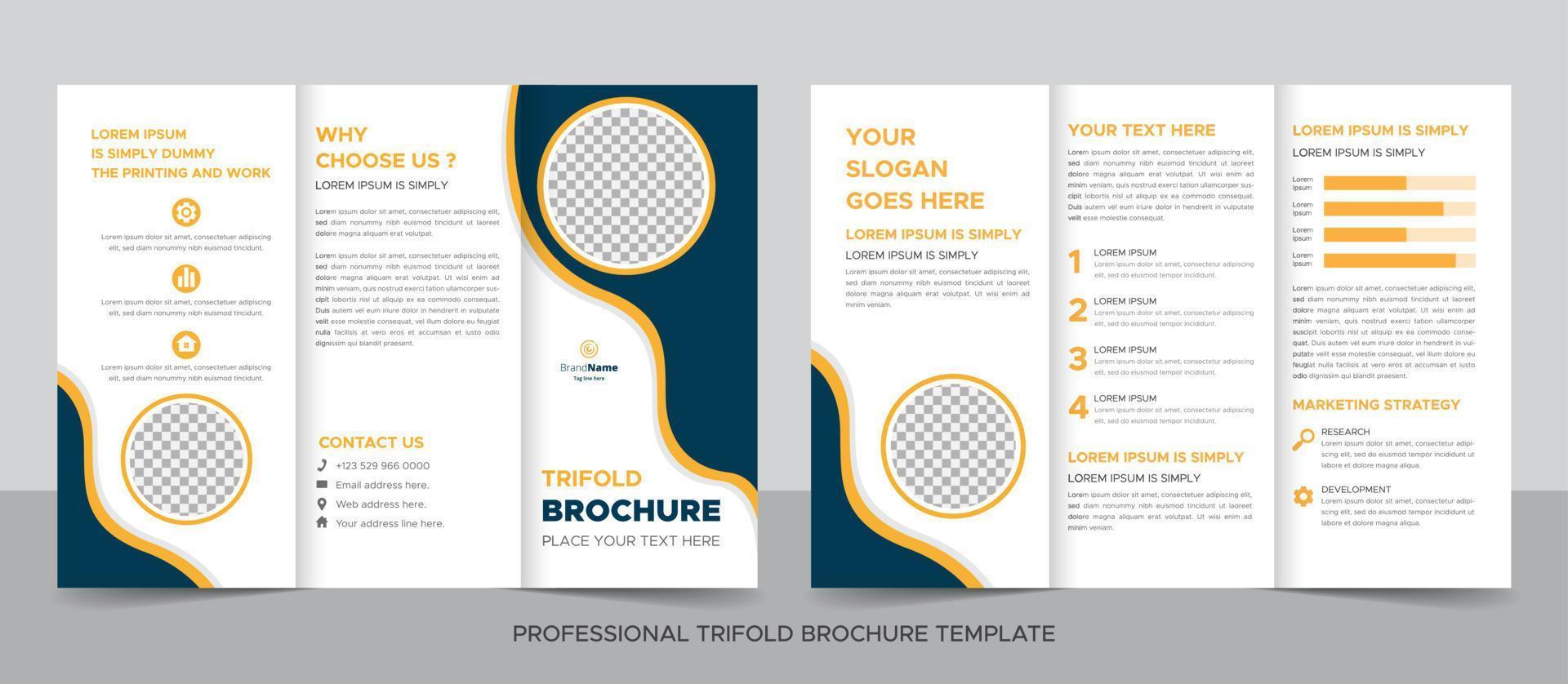 Trifold Brochure Design Template for Your Company, Corporate, Business, Advertising, Marketing, Agency, and Internet Business. vector