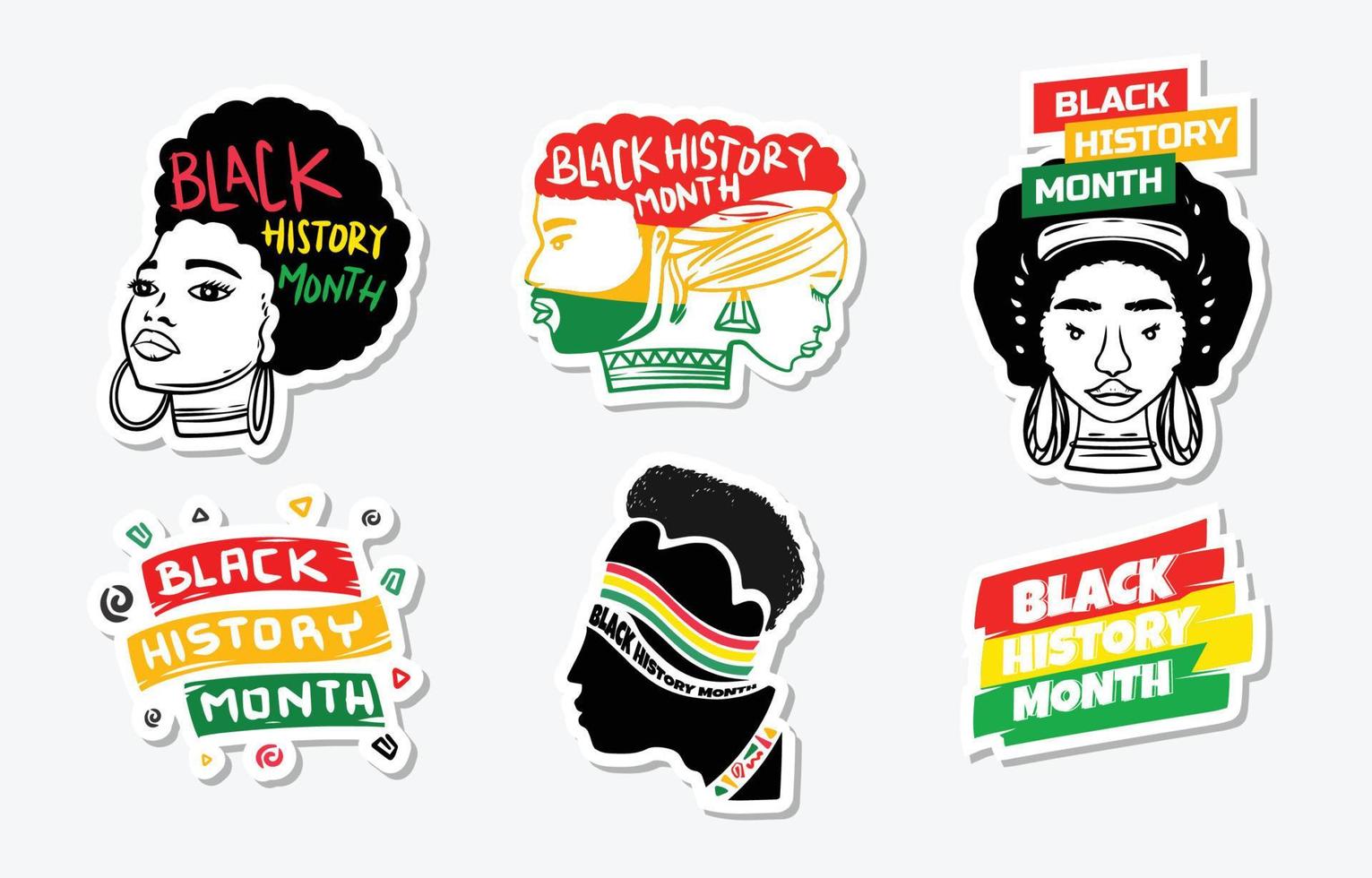Black History Month Celebration Greeting Stickers Set vector