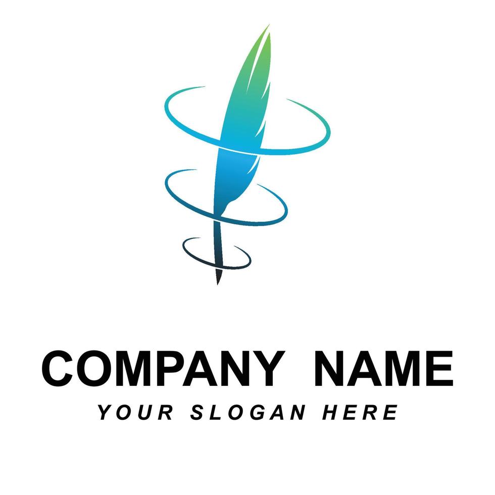feather logo vector with slogan template