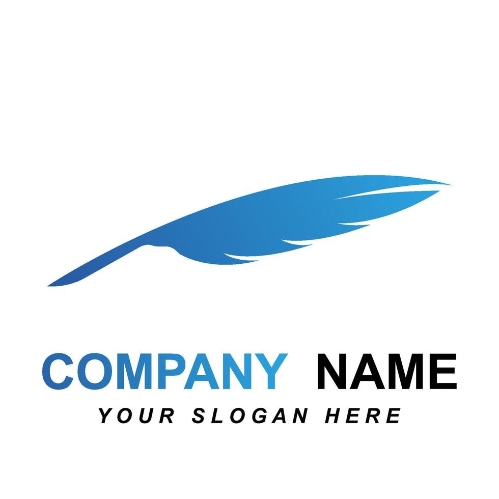 vector de logotipo de pluma con plantilla de eslogan