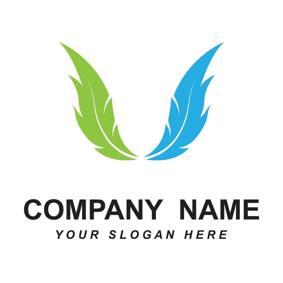 feather logo vector with slogan template