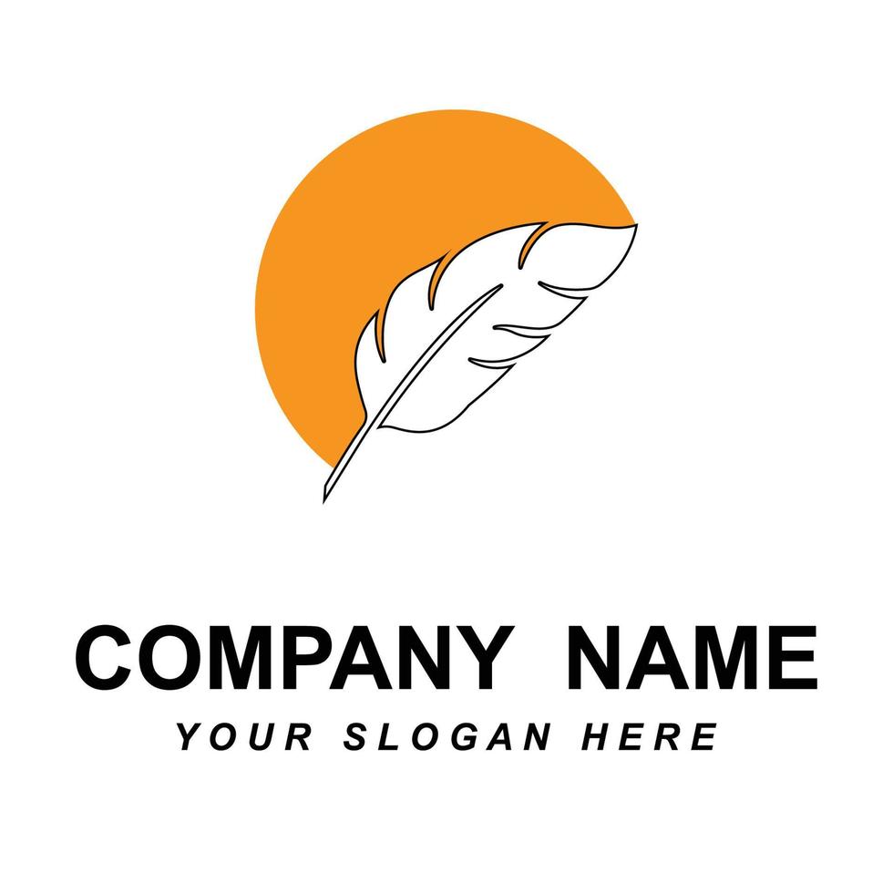 vector de logotipo de pluma con plantilla de eslogan