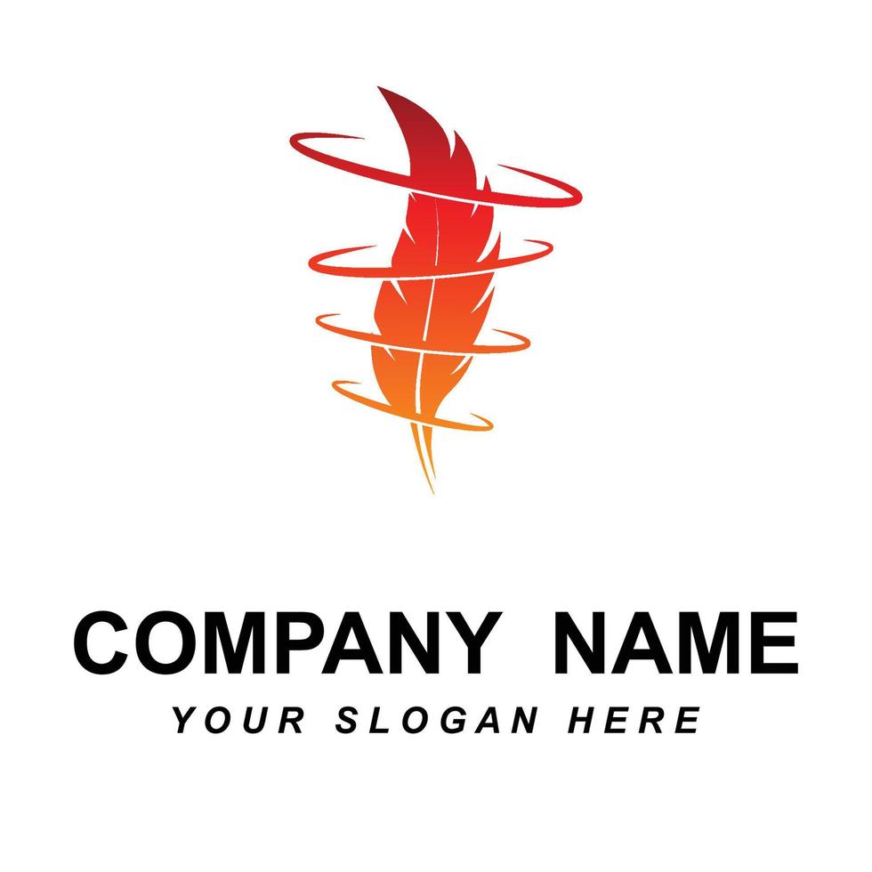 feather logo vector with slogan template