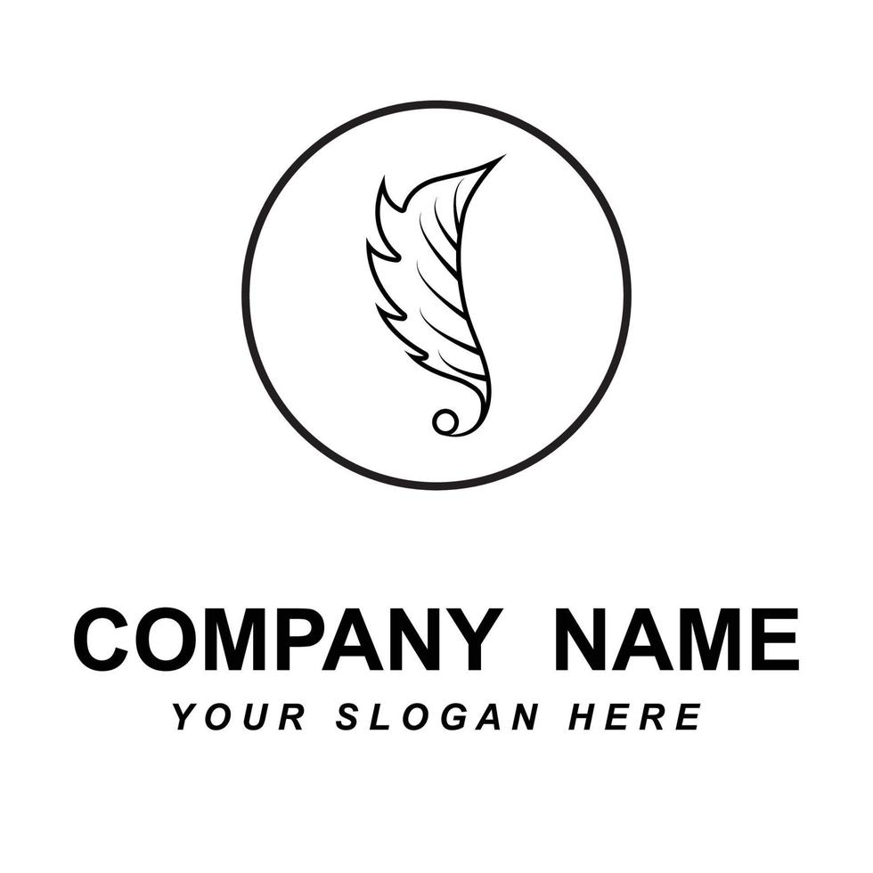 vector de logotipo de pluma con plantilla de eslogan