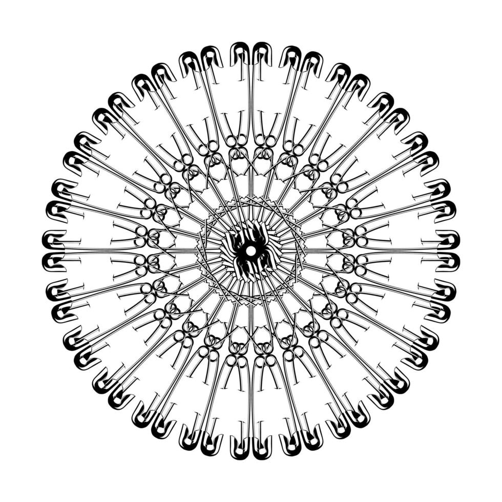 Artistic Circle Shape Made From Safety Pin Composition for Decoration, Ornate, Logo, Website, Art Illustration or Graphic Design Element. Vector Illustration