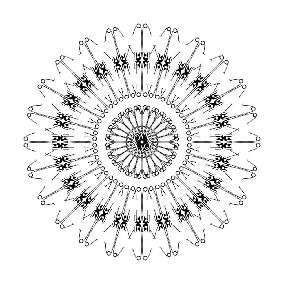Artistic Circle Shape Made From Safety Pin Composition for Decoration, Ornate, Logo, Website, Art Illustration or Graphic Design Element. Vector Illustration