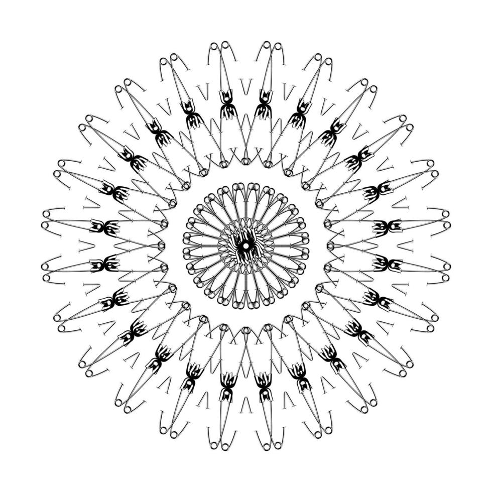 Artistic Circle Shape Made From Safety Pin Composition for Decoration, Ornate, Logo, Website, Art Illustration or Graphic Design Element. Vector Illustration