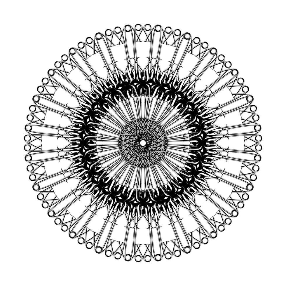 Artistic Circle Shape Made From Safety Pin Composition for Decoration, Ornate, Logo, Website, Art Illustration or Graphic Design Element. Vector Illustration