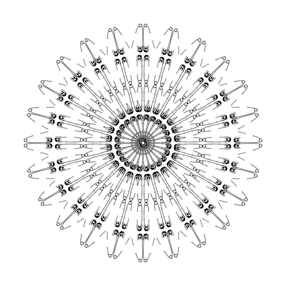 Artistic Circle Shape Made From Safety Pin Composition for Decoration, Ornate, Logo, Website, Art Illustration or Graphic Design Element. Vector Illustration