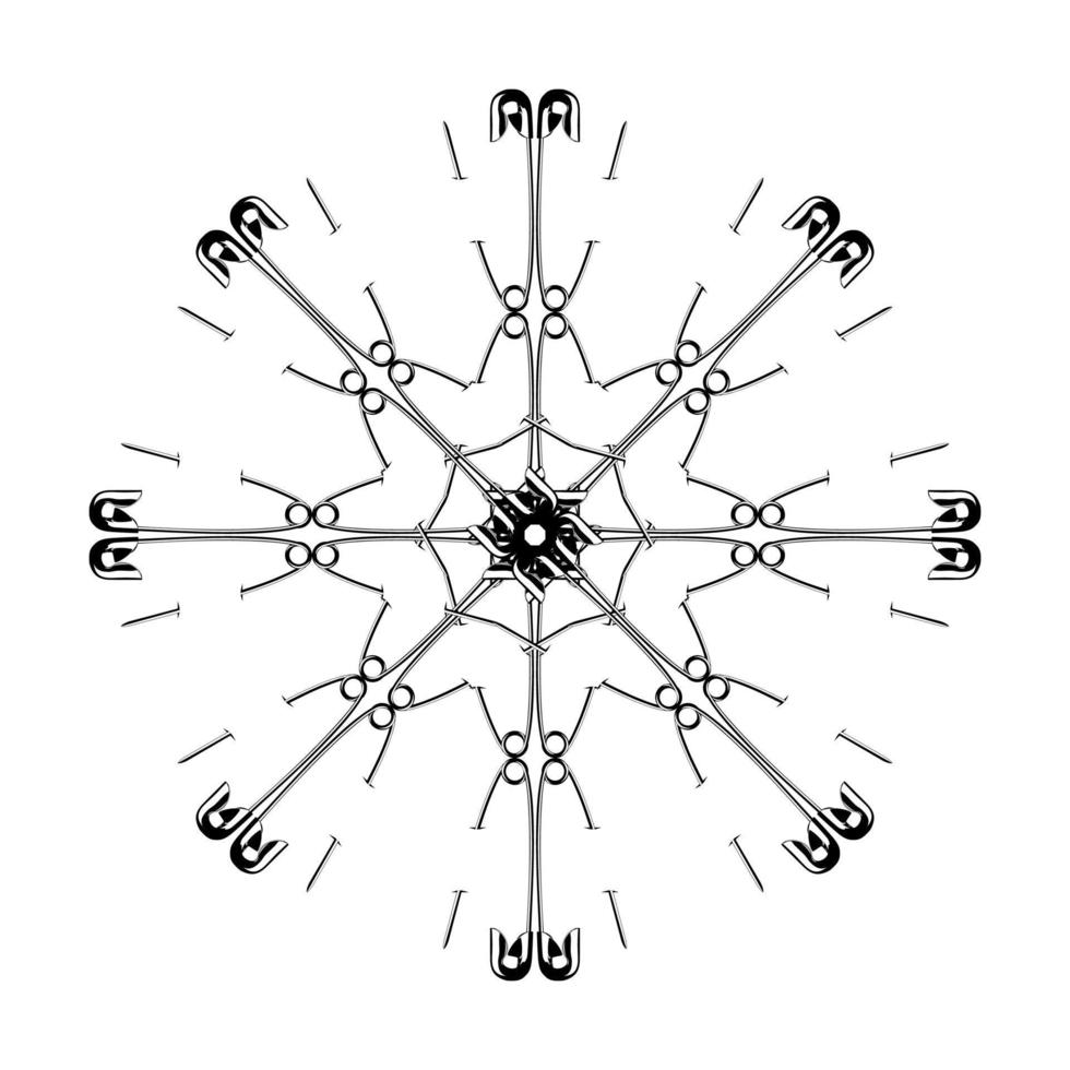 Artistic Circle Shape Made From Safety Pin Composition for Decoration, Ornate, Logo, Website, Art Illustration or Graphic Design Element. Vector Illustration