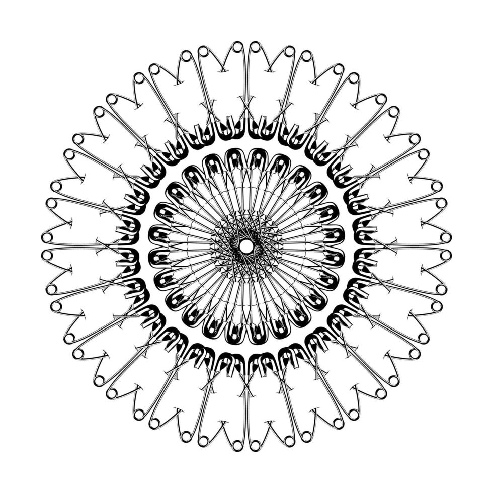 Artistic Circle Shape Made From Safety Pin Composition for Decoration, Ornate, Logo, Website, Art Illustration or Graphic Design Element. Vector Illustration