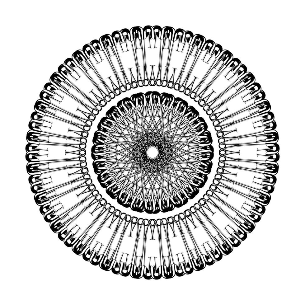 Artistic Circle Shape Made From Safety Pin Composition for Decoration, Ornate, Logo, Website, Art Illustration or Graphic Design Element. Vector Illustration