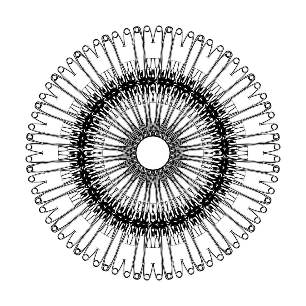 forma de círculo artístico hecha de composición de pasador de seguridad para decoración, ornamentación, logotipo, sitio web, ilustración de arte o elemento de diseño gráfico. ilustración vectorial vector