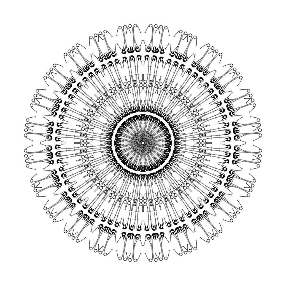 Artistic Circle Shape Made From Safety Pin Composition for Decoration, Ornate, Logo, Website, Art Illustration or Graphic Design Element. Vector Illustration