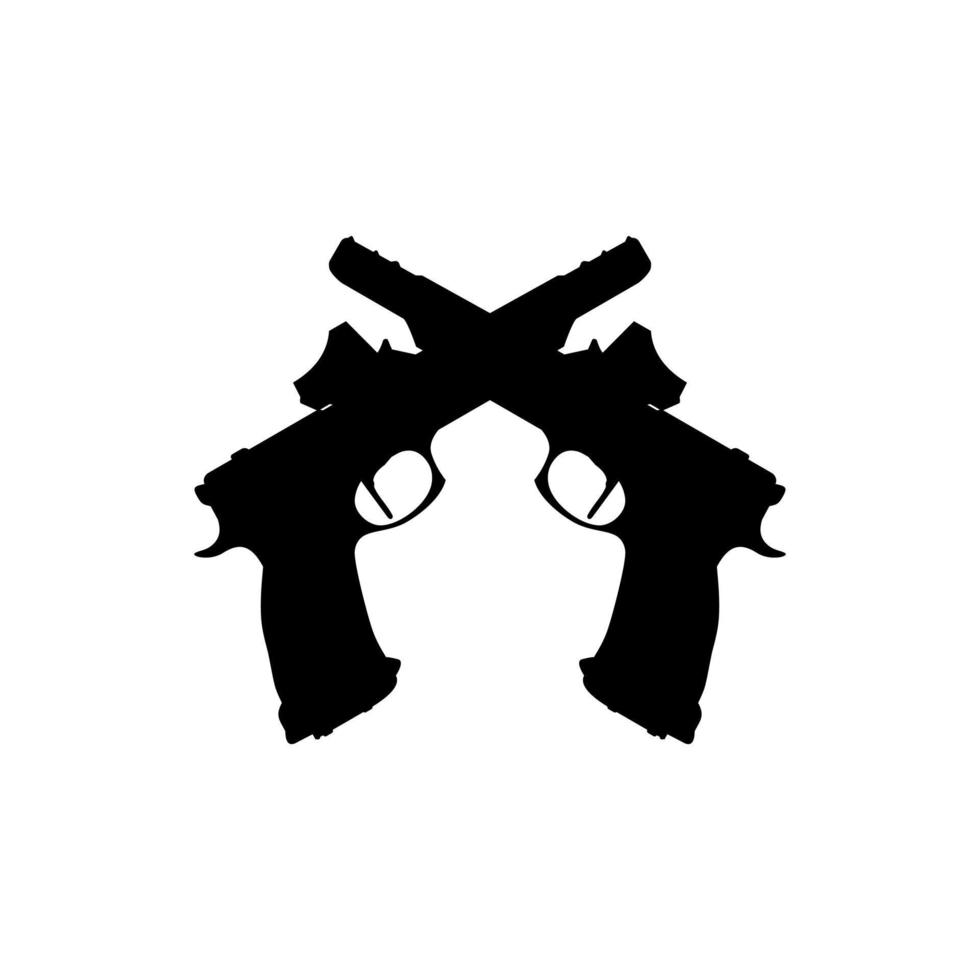Silhouette Pistol Gun Pistol for Art Illustration, Logo, Pictogram, Website or Graphic Design Element. Vector Illustration