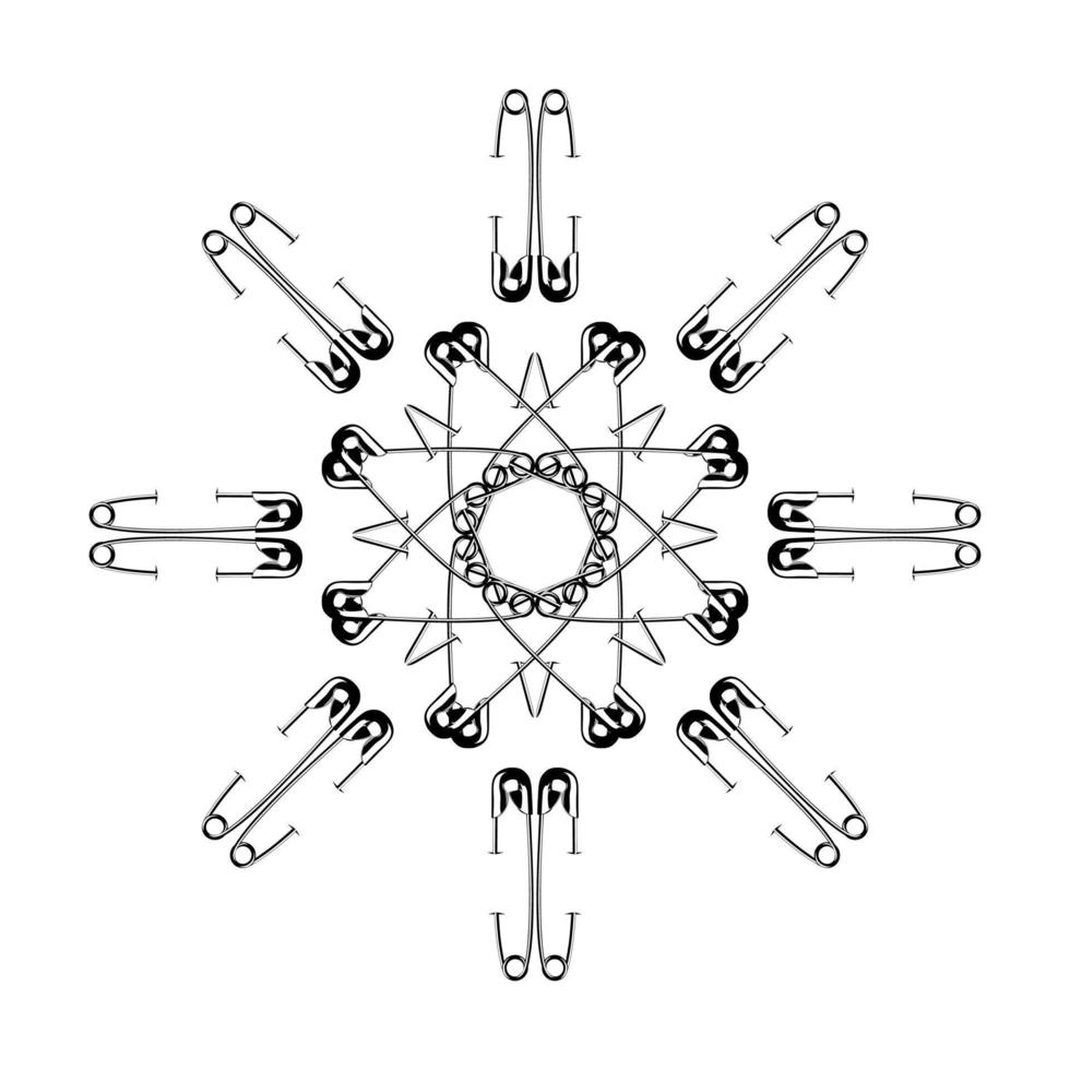 Artistic Circle Shape Made From Safety Pin Composition for Decoration, Ornate, Logo, Website, Art Illustration or Graphic Design Element. Vector Illustration