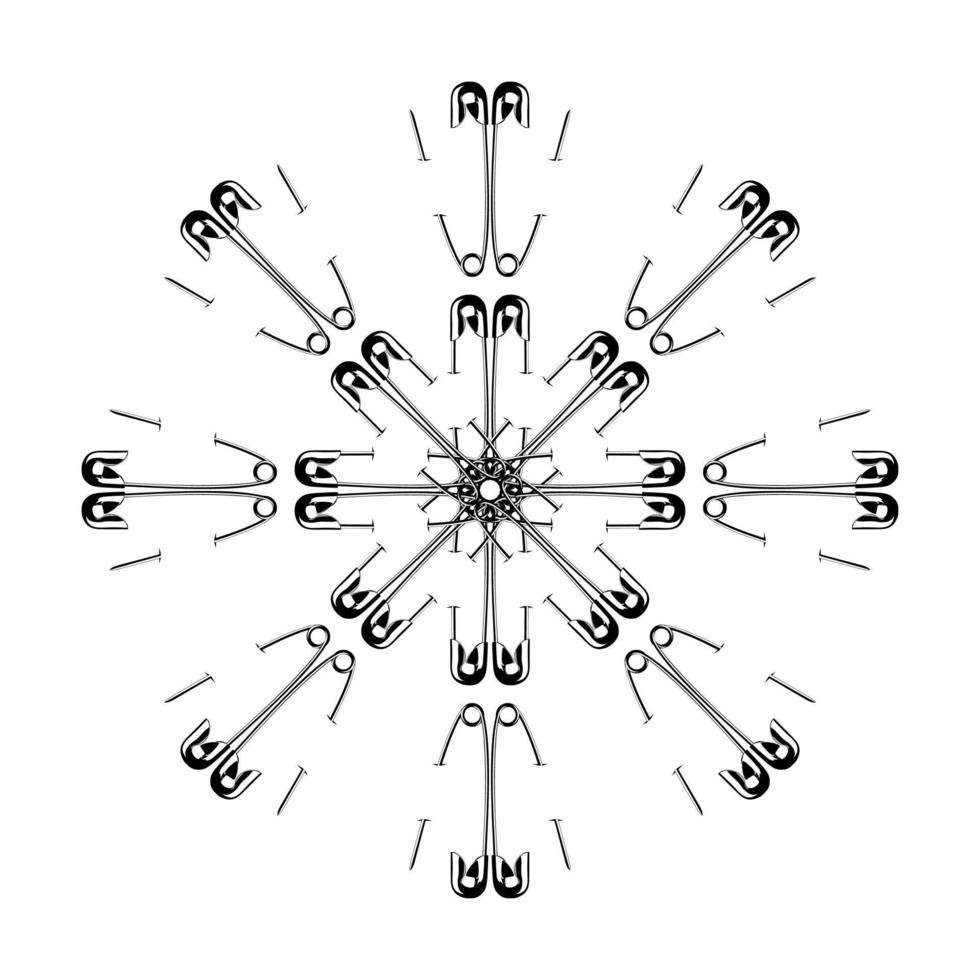 Artistic Circle Shape Made From Safety Pin Composition for Decoration, Ornate, Logo, Website, Art Illustration or Graphic Design Element. Vector Illustration