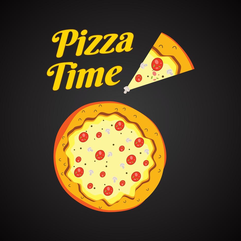 emblema vectorial fresco diario de pizza en la pizarra. plantilla de logotipo de pizza. vector para cafetería, restaurante o servicio de entrega de alimentos.