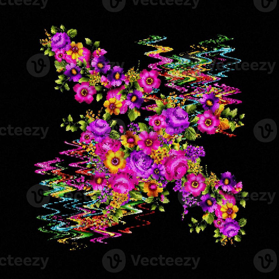 Floral scarf,Abstract scarf,Digital painted abstract design,Colorful texture.Fractal art.Abstract textile design.Textile design photo