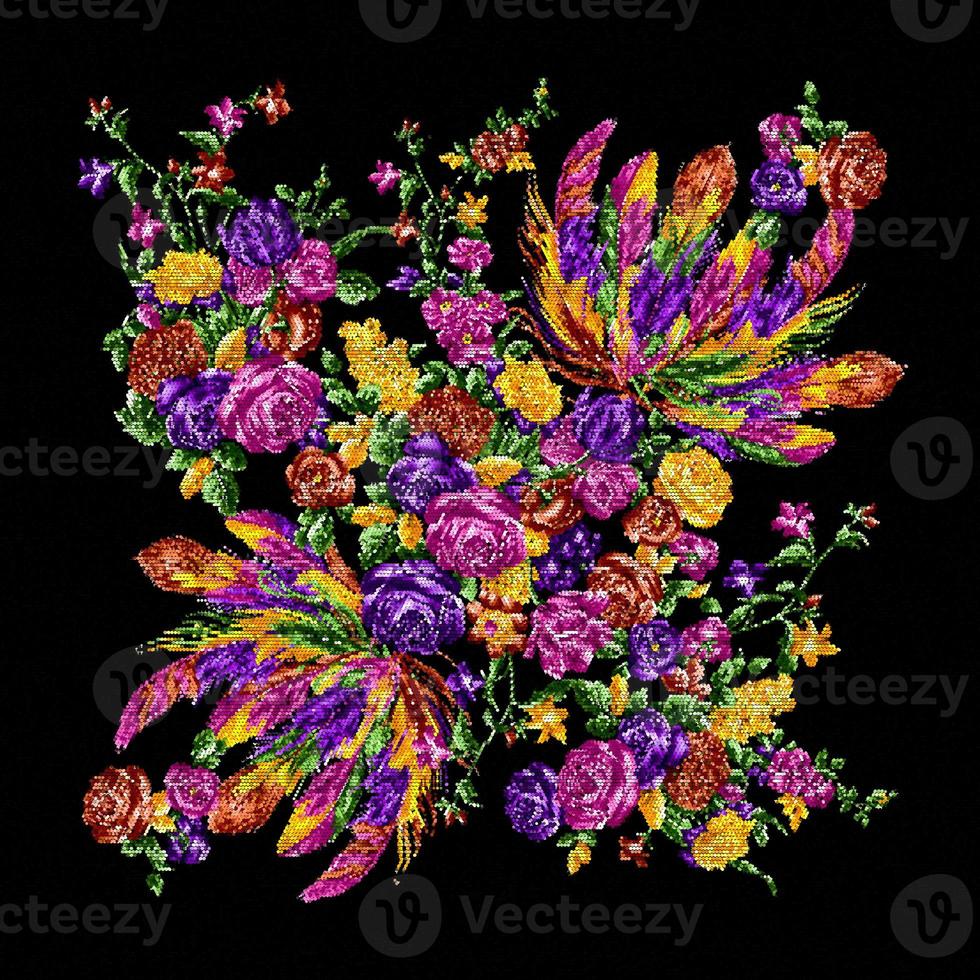 Floral scarf,Abstract scarf,Digital painted abstract design,Colorful texture.Fractal art.Abstract textile design.Textile design photo