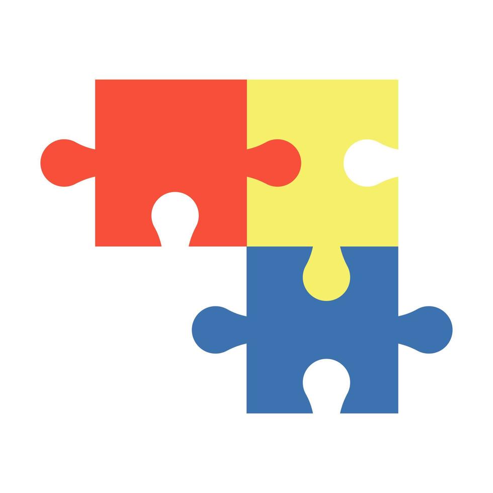 Connected jigsaw puzzles brochure element design. Puzzle game. Vector