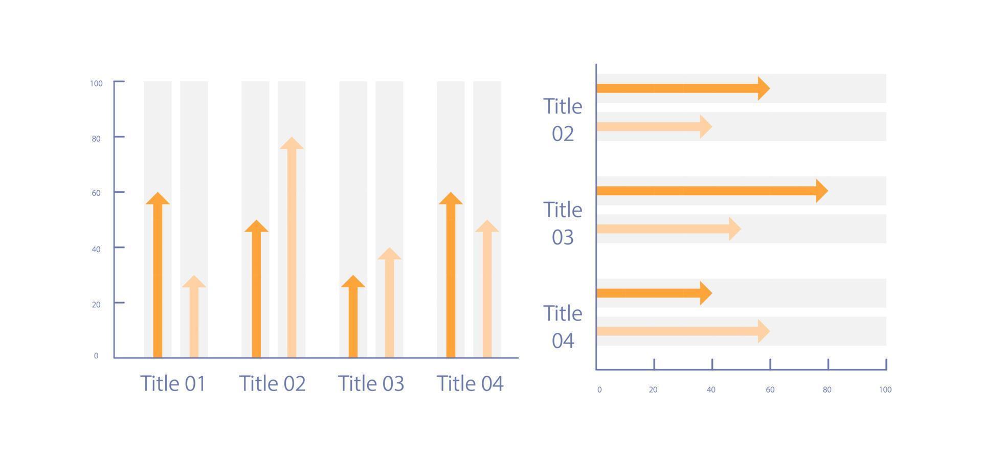 Grouped arrows infographic chart design template set. Growth indicators
