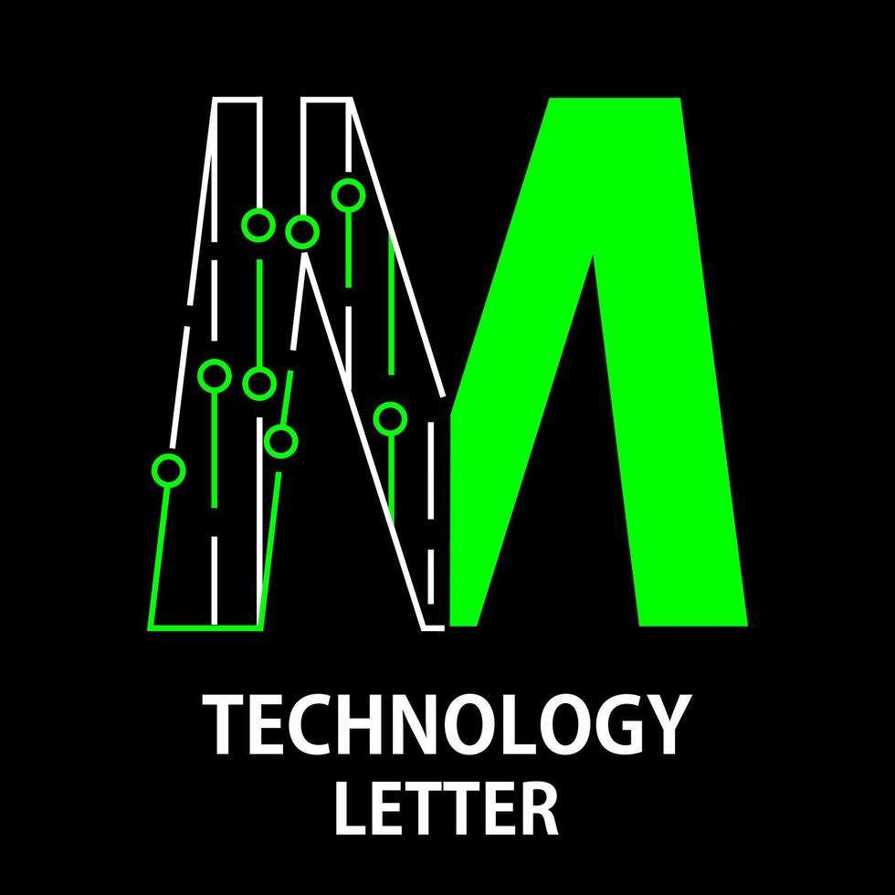 Ilustración de plantilla de diseño de logotipo de letra de tecnología. esto es bueno para la tecnología, la ciencia, la informática, etc. esta es la letra m vector