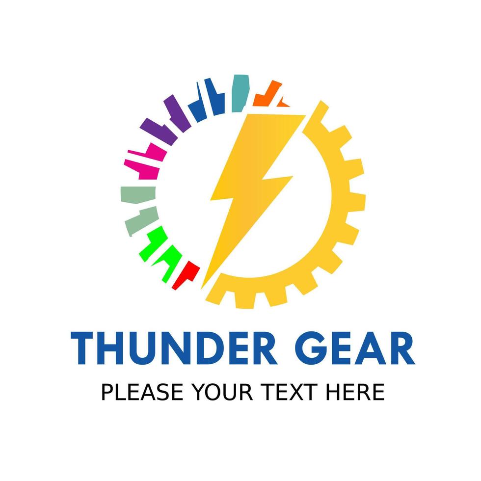 Thunder gear logo template illustration.there gear and thunder. vector