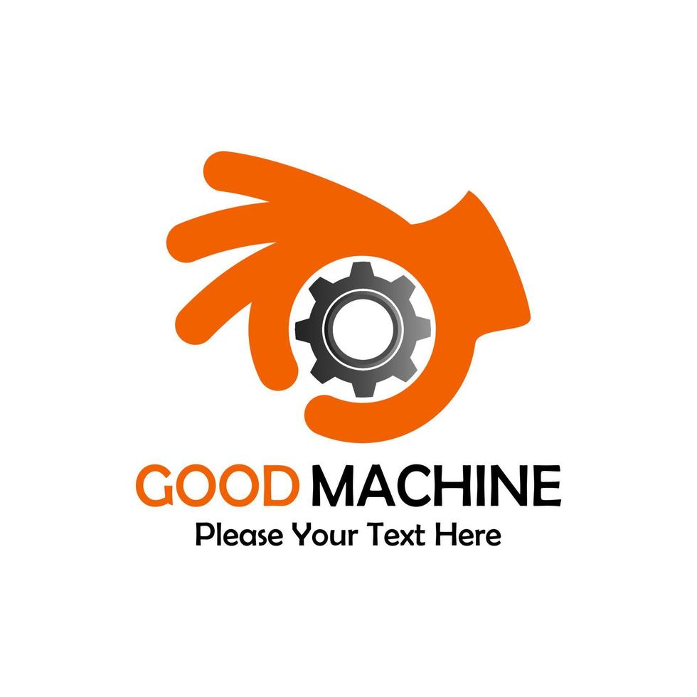 Hand turning Gear. Good machine logo design template illustration vector