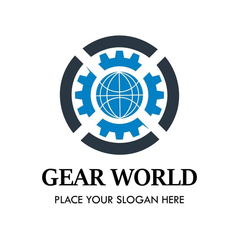 Gear world logo design template illsutration. There are gear and world.  This is dood for business, inddustrial, factory, media, country, engineer, education medical etc vector